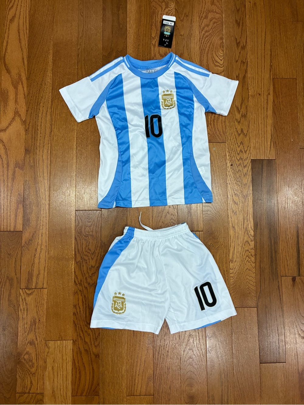 NWT Kids Argentina Lionel Messi #10 Soccer Jersey & Shorts Set – Size 20